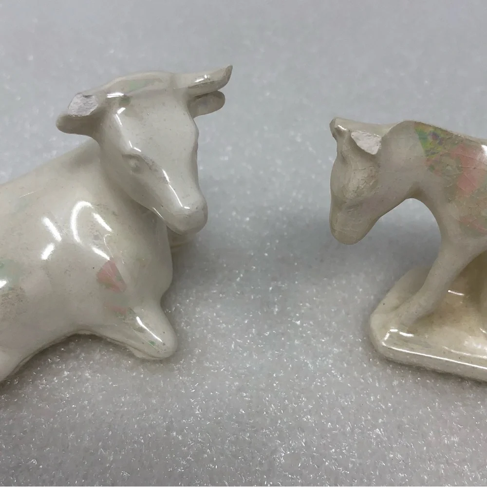 Vintage Nativity Scene Iridescent Figurines Set Of 17 Pieces